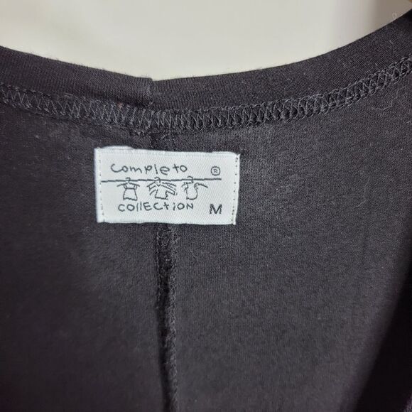 Completo Collection Black Cotton Dress Pockets Sz Medium - Picture 4 of 5